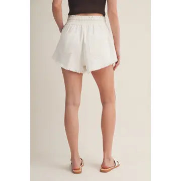 Folly Frayed Hem Paperbag Waist Rope Shorts