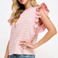 Bardstown Mixed Media Stripe Top-stitch Knit Top