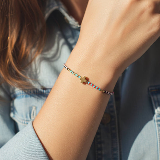 Faith Over Fear Adjustable Cord Bracelet w/ Cross