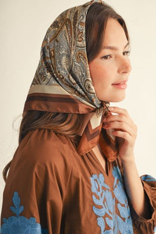Boho paisley print elegant silk scarf