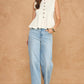 Kentucky Sleeveless Button-Front Peplum Knit Top