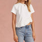 Paducah Ruffle Frill Asymmetric Hem Mixed Media Knit Tee Top