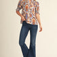 Ezra Smocking Detail Boho Print Blouse