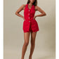 Cherry Bomb Vest-Style Romper with Micro Shorts