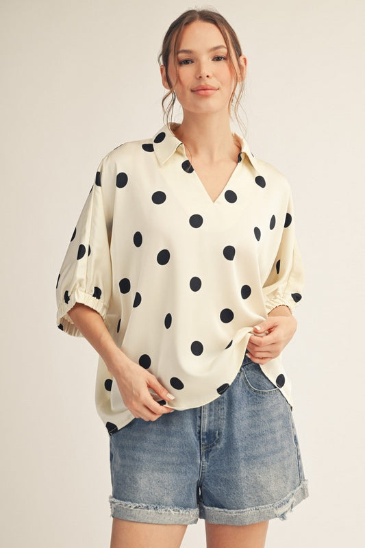 Agusta Polka Dot Satin Top Polka Dot Satin Top