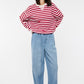 Flawless Contrast Stripe Relaxed Crop Knit Top