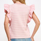 Bardstown Mixed Media Stripe Top-stitch Knit Top