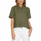 Rally Puff Sleeve Woven Polka Dot Top With Bow