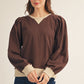 Elmhurst Puff Shoulder Long Sleeve Casual Top