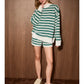 Story Mock Neck Striped Oversized Knit Sweater Top