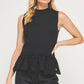 Richmond Lace Contrast Mock Neck Sleeveless Knit Top