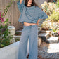 Marlowe Pants Stretch Mid Waist Stripe Wide Leg Pants