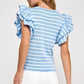 Berea Layered Flutter Short Sleeve Stripe Top
