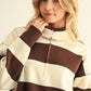 Silent Varsity Stripe Quarter Zip Sweater