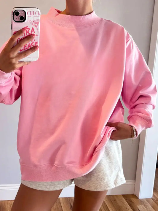 Lottie Mockneck Pink Blank Mockneck Sweatshirt