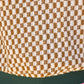 Golden Quarter Button Stripe Band Checker Print Knit Top