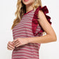 Bardstown Mixed Media Stripe Top-stitch Knit Top