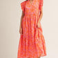 Regan Ruffle Sleeves Tropical Floral Midi Dress