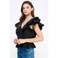 Harrods Ruffled Poplin Detail Knit Top