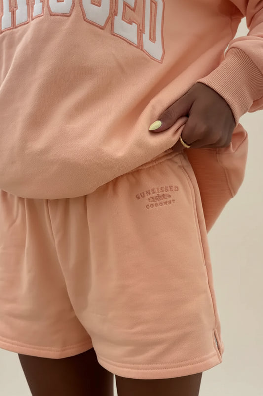 Papaya Orange Shorts Embroidered Sweat Shorts