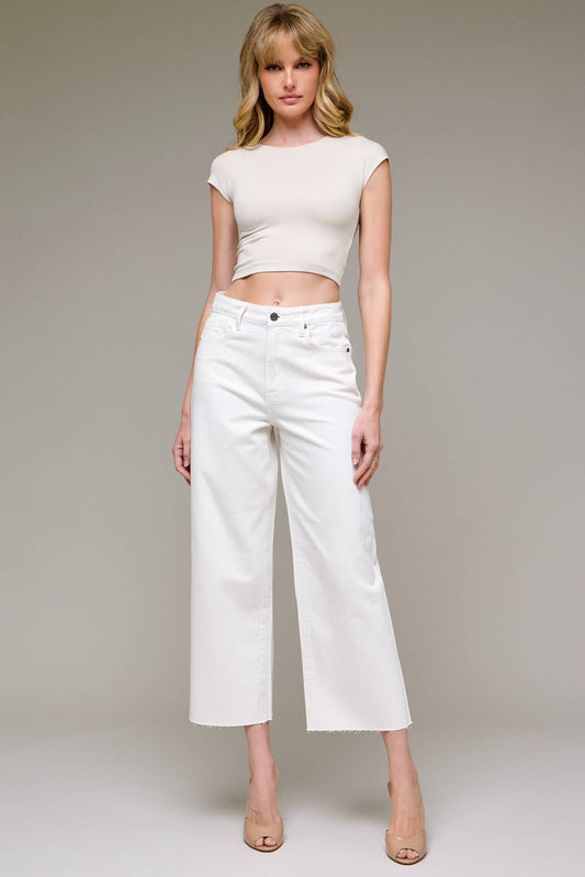 Nori Sea Salt Color Clean Summer Wideleg Jeans by Hidden Denim