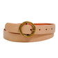 Round Brass Buckle Suede/Genuine Leather Belt｜Minimalist