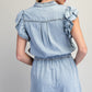 Encased Ruffled Trim Button Down Romper