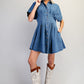 Beckley Pleated Button Down Denim Mini Dress