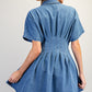 Beckley Pleated Button Down Denim Mini Dress