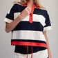 Ember Stripe Contrast Polo Top