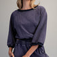 Marie Mineral Washed 3/4 Sleeve Pullover