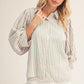 Veronica Button Down Textured Stripe Top