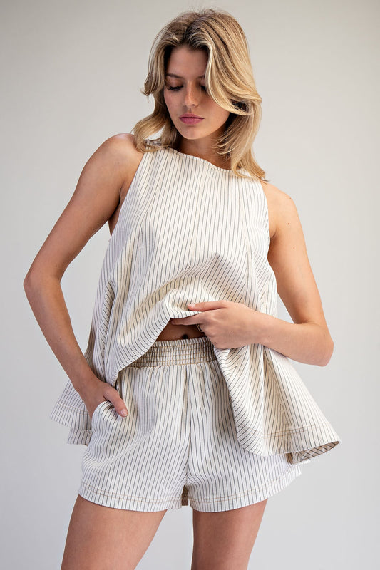 Novel Mineral Washed Striped Shorts