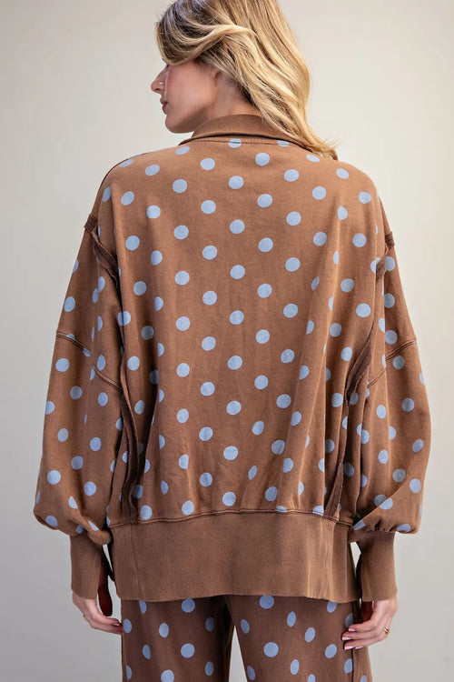 Colson Mineral Wash Polka Dot Long Sleeve Pullover