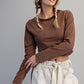 Felix Top Mineral Washed Cropped Long Sleeve Top