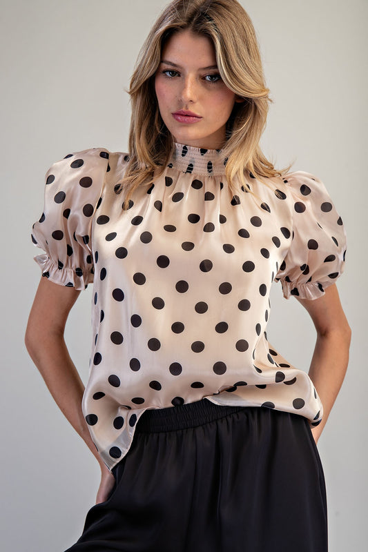 Mira Polka Dot Puff Sleeve Blouse