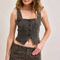Teton Brown Cheetah Mid Rise Shorts by Hidden Denim