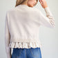 Chant Button Down Striped Hem Cardigan