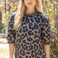 Hadley Fringe Detail Textured Animal Print Top
