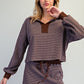 Skip Top Striped Collared V Neck Pullover