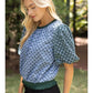 Loral Color Contrast Floral Printed Knit Top