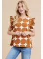 Fallon Polka Dot Ruffle Cap Sleeve Blouse