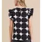 Fallon Polka Dot Ruffle Cap Sleeve Blouse