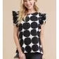 Fallon Polka Dot Ruffle Cap Sleeve Blouse