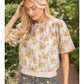 Monroe Floral Buttle Sleeve Blouse Top