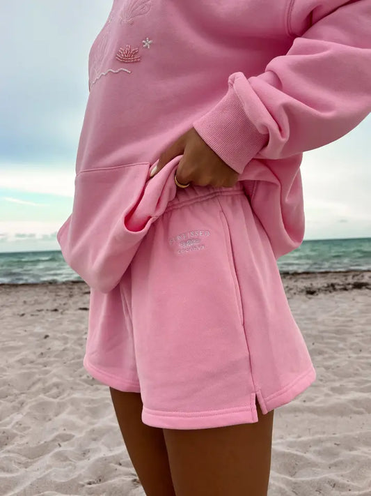 Lottie Shorts Pink Embroidered Sweat Shorts