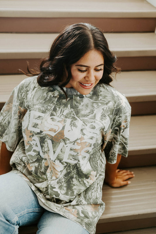 Jesus Saves Unisex Camo Tee