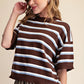 Delilah Crew-Neck Elbow Sleeve Stripe Sweater
