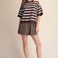 Delilah Crew-Neck Elbow Sleeve Stripe Sweater