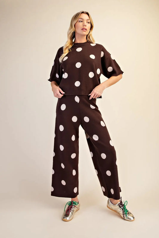 Enzo Round Neck Polka Dot Sweater